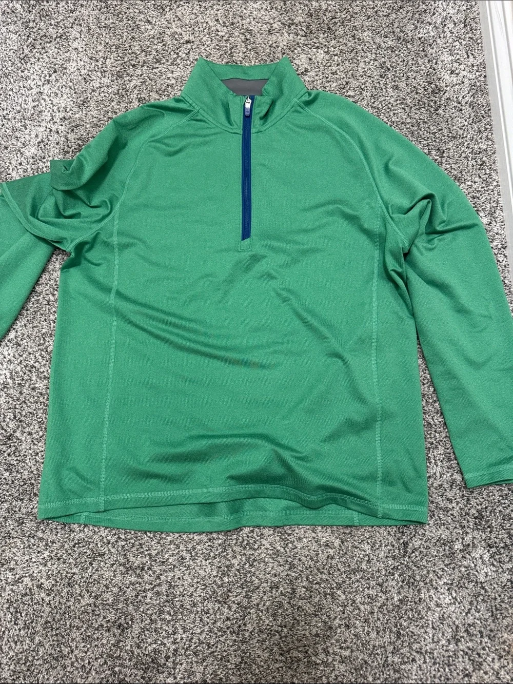 Vineyard Vines Green Performance Quarter-Zip with Navy Trim